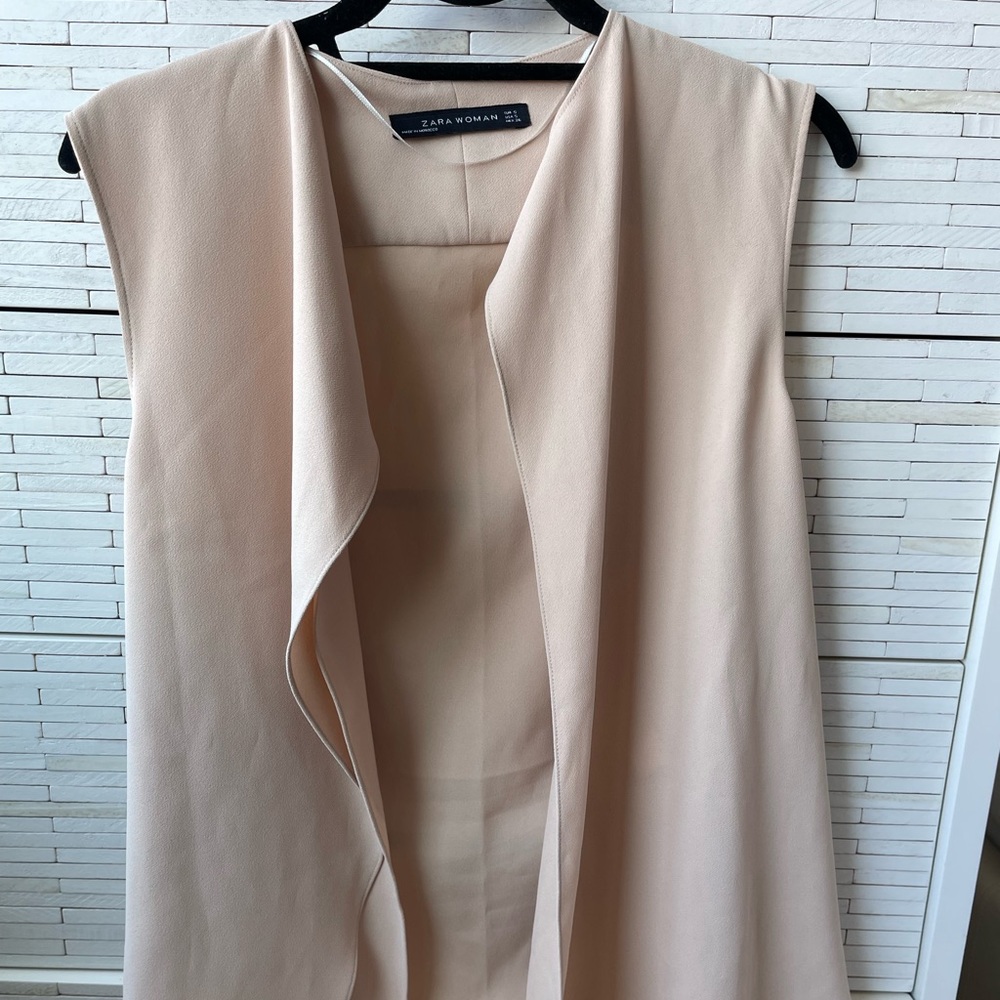 Zara Woman Nude Waterfall Sleeveless Jacket Waistcoat, Size S